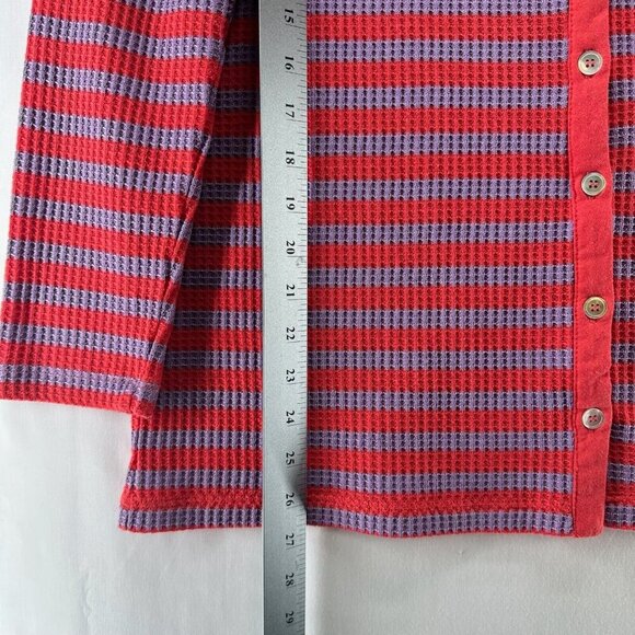 Soft Surroundings Sweater Womens PL Serene Button Collar Waffle Knit Red Purple - Picture 9 of 11